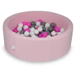 suchy-basen-90x30-cm-pudrowy-roz-200-pileczek-bialo-szaro-rozowe