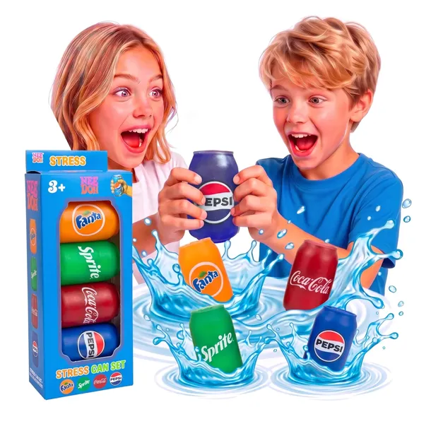 Zestaw 4x NeeDoh Gniotek Antystresowy Puszka Fanta Cola Sprite Pepsi
