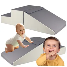 mini-zjezdzalnia-piankowa-dla-dzieci-zestaw-2-elementy-bialy-szary-50-cm