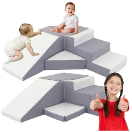 zestaw-piankowy-zjezdzalnia-dla-dzieci-4-elementy-bialy-szary-130-cm