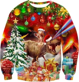 swiateczna-bluza-3d-unisex-boze-narodzenie-dlugi-rekaw-kot-i-dinozaur-xl