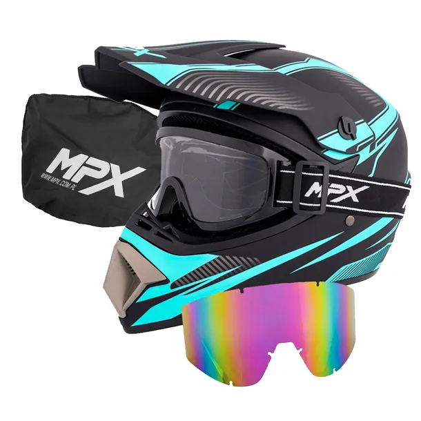 Kask Crosowy M Gogle Enduro Quad ATV BMX MTB Hulajnoga Gratis szybka