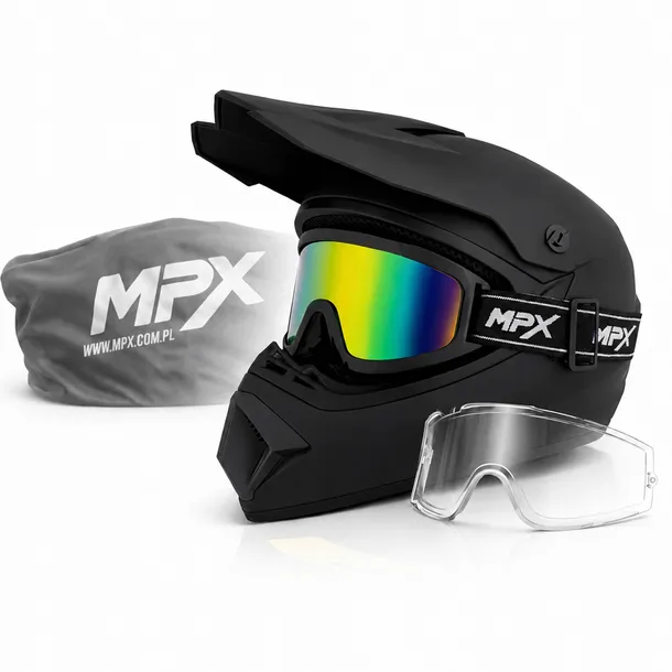 Kask Crossowy XS + Gogle Enduro Quad ATV Rower BMX MTB Hulajnoga Czarny Mat