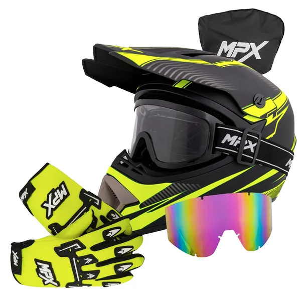 Kask Crossowy Gogle Rękawice Quad ATV Enduro Hulajnoga BMX MTB M