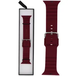 pasek-do-apple-watch-glacierx-silicone-grooved-bordowy-42-44-45-49-mm