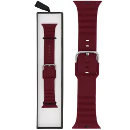pasek-glacierx-silicone-grooved-do-apple-watch-38-40-41-mm-burgundowy