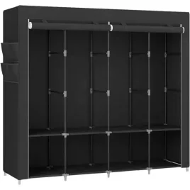 czarna-szafa-ubraniowa-garderoba-45x170x167-cm-4-przedzialy-polki-kieszenie