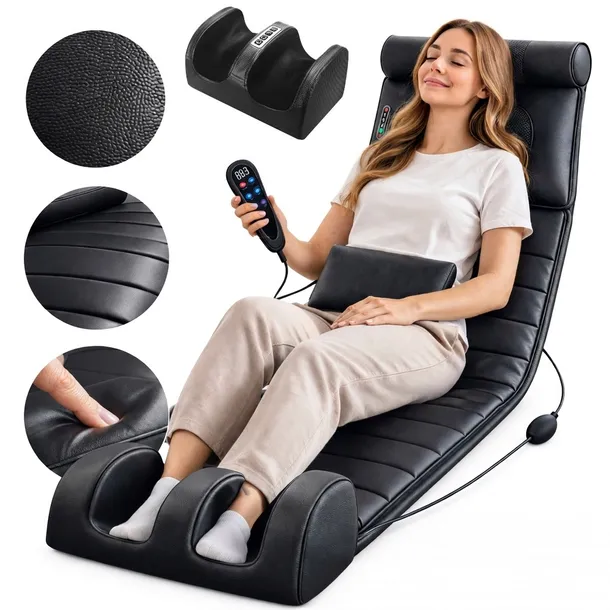 MATA MASUJĄCA WIBRACYJNA NA FOTEL + MASAŻER STÓP 3D XXL SHIATSU