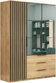 szafa-loftowa-sorento-150cm-lustro-lamele-dab-craft-zloty-czarny