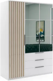 szafa-loftowa-sorento-150cm-lustro-lamele-bialy-dab-craft-zloty