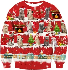 bluza-swiateczna-nadruk-3d-czerwona-w-koty-m
