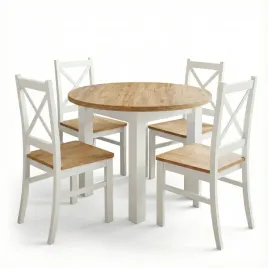 maly-zestaw-do-kuchni-stol-okragly-fi-100-bialy-dab-craft-zloty-4-krzesla