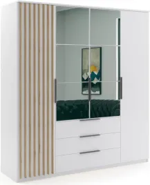 szafa-loftowa-sorento-200cm-lustro-lamele-bialy-dab-craft-zloty