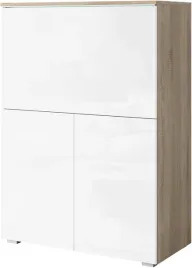 sekretarzyk-vera-90cm-komoda-dab-sonoma-bialy-polysk-oswietlenie-led