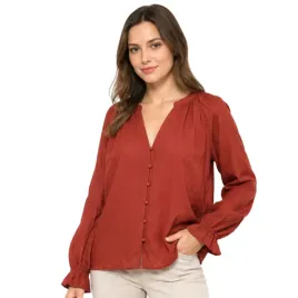 bluzka-damska-vila-vilmea-v-neck-prosta-brazowa-ze-wzorem
