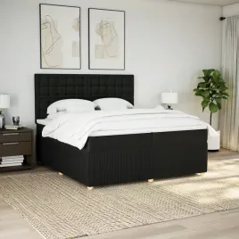 vidaxl-lozko-kontynentalne-z-materacem-czarne-tkanina-200x200-cm