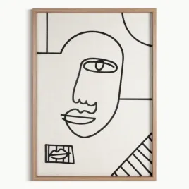 obraz-linearne-usta-50x70-cm-bezowy-recznie-malowany