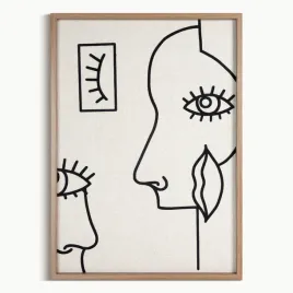 obraz-linearne-oko-50x70-cm-bezowy-recznie-malowany