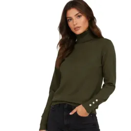sweter-damski-rodier-golf-oliwkowy-klasyczny