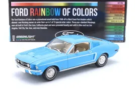 greenlight-1968-ford-mustang-fastback-ford-rainbow-of-colors-blue-1-18