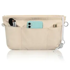 organizer-do-torebki-nylonowy-bezowy-m-13-kieszeni-praktyczny-metalowy