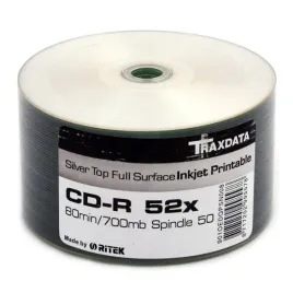 ritek-traxdata-cd-r-printable-perla-silver-szt-50