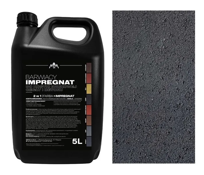 IMPREGNAT farba do kostki brukowej i el. z BETONU ogrodzeń M&M 5l antracyt