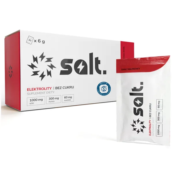 Elektrolity Bez Cukru salt. Malinowe Magnez Potas Sód 30 Saszetek