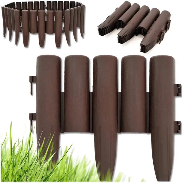 PALISADA OGRODOWA OBRZEŻE TRAWNIKOWE OGRODOWE PLASTIKOWA 280x24 CM BRĄZ