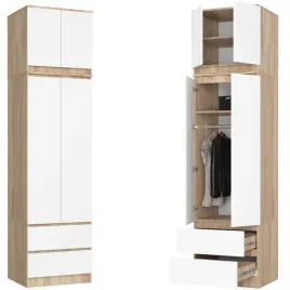 szafa-z-nadstawka-2d2s-na-ubrania-60-cm-do-sypialni-dab-sonoma-bialy-front