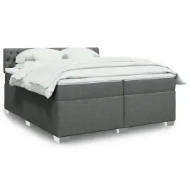 vidaxl-lozko-kontynentalne-z-materacem-ciemnoszara-tkanina-200x200-cm