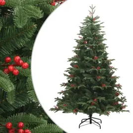 vidaxl-sztuczna-choinka-na-zawiasach-z-szyszkami-i-jagodami-210-cm