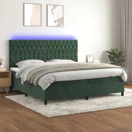 vidaxl-lozko-kontynentalne-z-materacem-i-led-zielony-aksamit-200x200cm