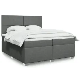 vidaxl-lozko-kontynentalne-z-materacem-ciemnoszara-tkanina-200x200-cm