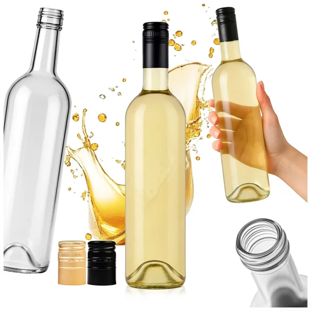 Butelka na wino BORDEAUX 750 ml przeźroczysta na ZAKRĘTKĘ butelka do wina