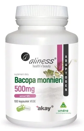 Aliness BACOPA MONNIERI Extract 50% 500mg PAMIĘĆ NERWY 100 kaps.