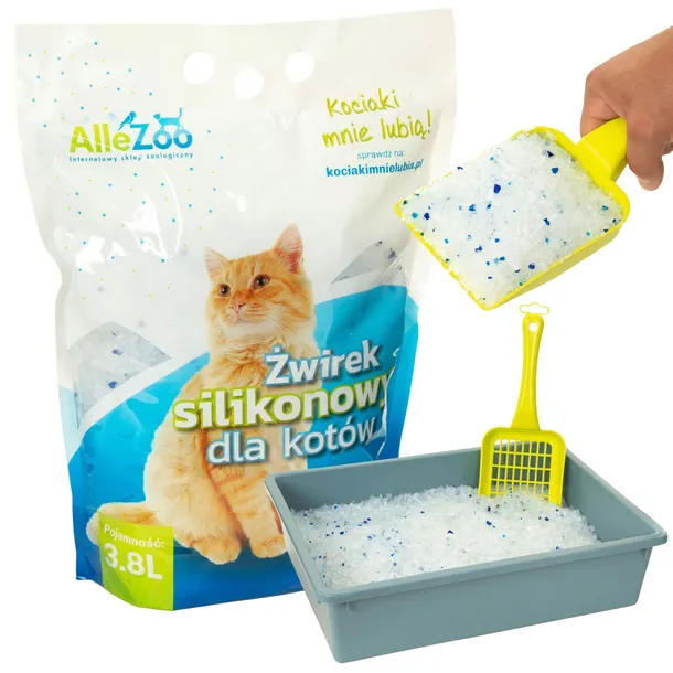 AlleZoo Żwirek Silikonowy Dla Kota Crystal Bezpyłowy 3,8L