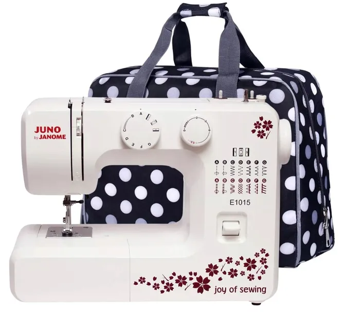 Maszyna do szycia JANOME JUNO E1015 + czarna torba pokrowiec na maszynę