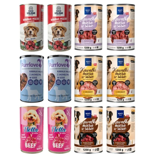 Mokra karma dla psa Mix Smaków puszka 12x1250g Duży zestaw