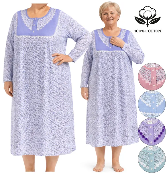 KOSZULA NOCNA bawełna Z HAFTEM KORONKĄ DUŻA 4XL