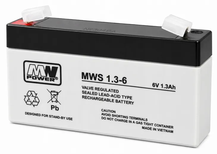 MWPower MWS1.3-6 6V 1,3Ah przemysłowa bateria do podtrzymania pracy kas POS