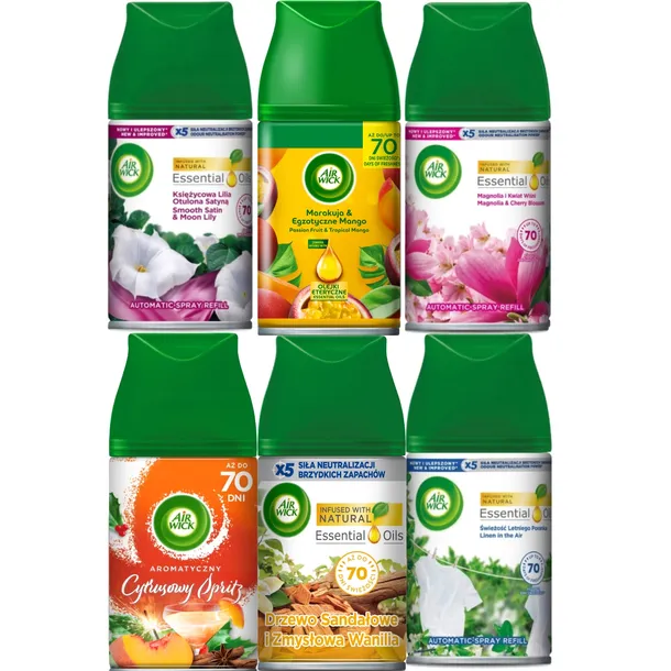 AIR WICK WKŁADY DO ODŚWIEŻACZA POWIETRZA ZESTAW MIX 6 SZTUK WKŁAD 250ML