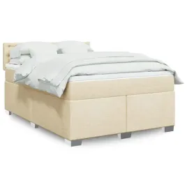 vidaxl-lozko-kontynentalne-z-materacem-kremowe-tkanina-160x200-cm