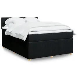 vidaxl-lozko-kontynentalne-z-materacem-czarne-tkanina-140x190-cm