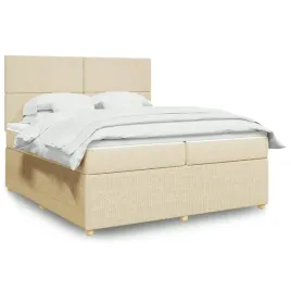 vidaxl-lozko-kontynentalne-z-materacem-kremowe-tkanina-200x200-cm