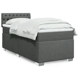 vidaxl-lozko-kontynentalne-z-materacem-ciemnoszara-tkanina-100x200-cm