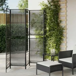 vidaxl-parawan-5-panelowy-czarny-polirattan