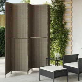 vidaxl-parawan-5-panelowy-szary-polirattan