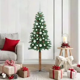 vidaxl-szczupla-choinka-zielony-150-cm-pvc-i-lite-drewno-sosnowe