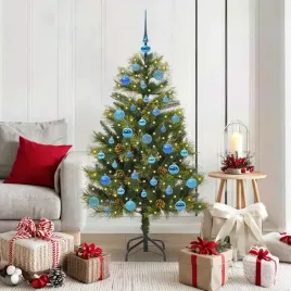 vidaxl-sztuczna-choinka-z-zawieszkami-zielony-150-cm